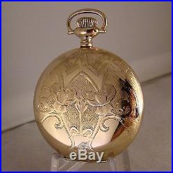 108 YEARS OLD ELGIN 14k GOLD FILLED HUNTER CASE 16s GREAT LOOKING POCKET WATCH