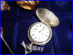 10 Pocket Watches 6 Elgins 2 Hampdens 1 Illinois 1 Pride Swiss Hunting Case