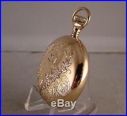 111 YEARS OLD WALTHAM 14k GOLD FILLED MULTICOLOR HUNTER CASE GREAT POCKET WATCH