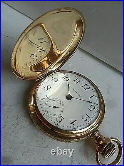 126.8 Gram Stellar SOLD 14k Gold 1903 Waltham 18 Size Hunter Case Pocket Watch