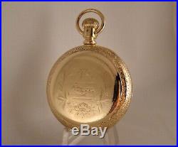 129 YEARS OLD ELGIN MIXED 14k GOLD FILLED HUNTER CASE 18s GREAT POCKET WATCH