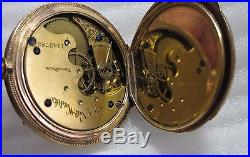 14K Solid Yellow Gold Elgin Pocket Watch Heavy Hunter Case 63 gr. 1883 Not scrap