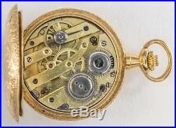 14k Small Fancy Hunter Case Pendant Pocket Watch