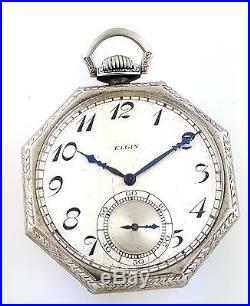14k Solid White Gold Elgin Octagon Pocketwatch Swingout Case Octagonal