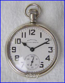 16S Hamilton 21J 992B Open Face Display Case Pocket Watch Serviced