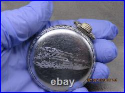 16S Illinois W. C. Co.'Spartan', train engraved, antique pocket watch case (F35)