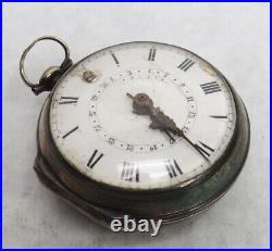 1715 Rich Stephens London Sterling Silver Paired Case Fusee Pocket Watch Working