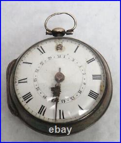 1715 Rich Stephens London Sterling Silver Paired Case Fusee Pocket Watch Working