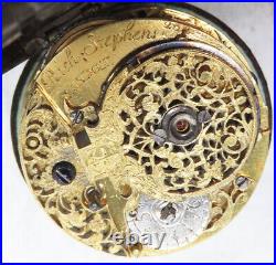 1715 Rich Stephens London Sterling Silver Paired Case Fusee Pocket Watch Working