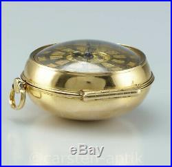 1718 William Bowtell, London, 54 mm, 22k gold Large pair case verge fusee pocket