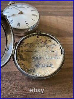 1790 pair case fusee silver pocket watch N Preston London hailsham sussex