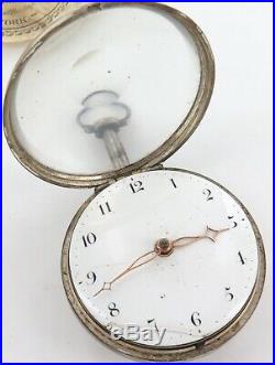 1799 Irish Maker English Sterling Silver Verge Fusee Pair Cased Pocket Watch