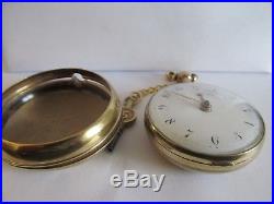 1800/1810 gilt cased pair cased pocket watch in very good condition and working