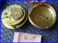 1800 VERGE Tortoiseshell Pair Case Pocket Watch. W Flagg London. Working Antique