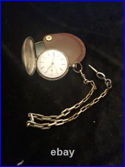 1800's Hunting Case Key Wind & Key Set Jewelled Pocket Watch Working Condition