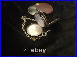 1800's Hunting Case Key Wind & Key Set Jewelled Pocket Watch Working Condition