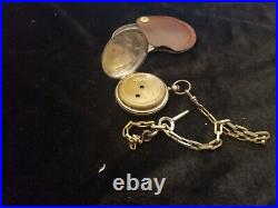 1800's Hunting Case Key Wind & Key Set Jewelled Pocket Watch Working Condition