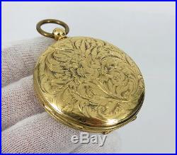 1800s Dupin Genève 18K Gold Key Wind Fancy Hunter Case Pocket Watch