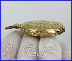 1800s Dupin Genève 18K Gold Key Wind Fancy Hunter Case Pocket Watch