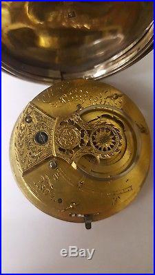 1802 sterling silver verge fusee english pocket watch with full hunter case