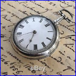 1807 London Solid Silver Pair Case Verge Pocket Watch By Surridge, Bridgewater