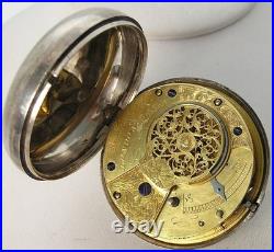 1829 Pair Case Sterling Chain Drive Fusee Verge Pocket Watch Bullingford London