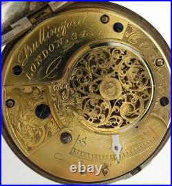 1829 Pair Case Sterling Chain Drive Fusee Verge Pocket Watch Bullingford London