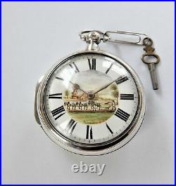 1851 Silver Pair Cased Verge Fusee Pocket Watch Geo Gunn Ewhurst Working