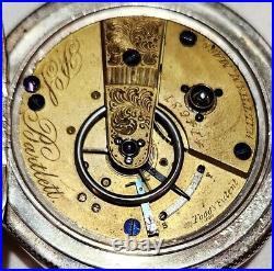 1870 Waltham PS Bartlett Model 1857 Key Wind Pocket Watch 18S Coin Silver Case