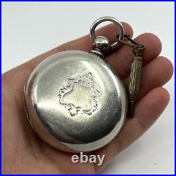 1880 Elgin Grade 81 Size 18 Pocket Watch with Key and Coin Silver Open Face Case