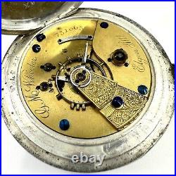 1880 Elgin Grade 81 Size 18 Pocket Watch with Key and Coin Silver Open Face Case