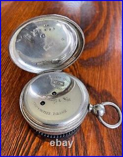 1880's Ami Sandoz & Son 13J Key Wind/Set 54mm Sterling Silver Case Runs Great
