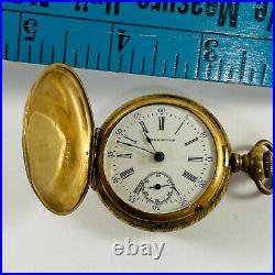 1880's Warrington Lever Set Hunting Tornado Case Gold antique vtg pocket watch