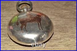 1880s Fahys COIN SILVER Flip-Out Pair 18s POCKET WATCH Case Gold Horse/Jockey