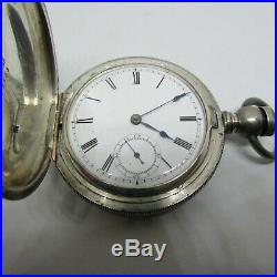 1882 Waltham Broadway Key Wind KW Pocket Watch 4oz Sterling Hunter Case 6.24oz