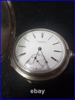 1883 E HOWARD POCKET WATCH SER. VII 17 JEWEL STEM W 18S Coin SILVER Hunter Case