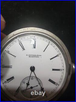 1883 E HOWARD POCKET WATCH SER. VII 17 JEWEL STEM W 18S Coin SILVER Hunter Case