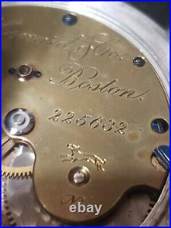 1883 E HOWARD POCKET WATCH SER. VII 17 JEWEL STEM W 18S Coin SILVER Hunter Case