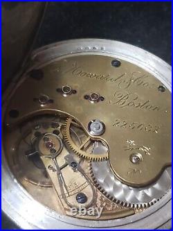 1883 E HOWARD POCKET WATCH SER. VII 17 JEWEL STEM W 18S Coin SILVER Hunter Case