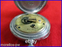 1884 Waltham Broadway Pocket Watch 18s Key Wind Key Set Silverine Case Serviced