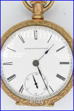 1885 Elgin Pocket Watch Grade 7 Size 18s 7J GF Engraved Case with Key, Extra Dials