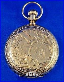 1886 American Waltham Watch Co. Riverside Pocket Watch 14k Gold Hunter Case