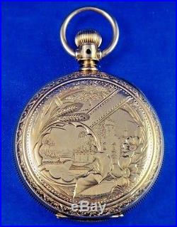 1886 American Waltham Watch Co. Riverside Pocket Watch 14k Gold Hunter Case