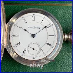 1886 Aurora Watch Co. 18S 15 Jewels Coin Silver Case Pocket Watch