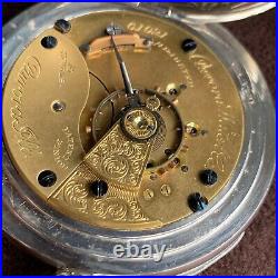 1886 Aurora Watch Co. 18S 15 Jewels Coin Silver Case Pocket Watch