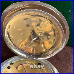 1886 Aurora Watch Co. 18S 15 Jewels Coin Silver Case Pocket Watch