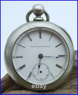 1887 Elgin 18s 7j Grade 97 Key Wind Pocket Watch #2076026 SILVERINE CASE (S3J)