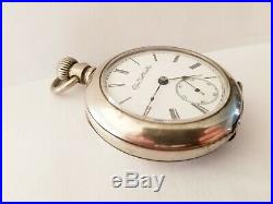 1889 Elgin Size 18s Pocket Watch Dueber Double Hinged Open Face Case Runs Great