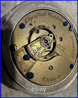 1890 Elgin Pocket Hunter Watch 15j Gr 96 Model 4 Silverode Case 18s