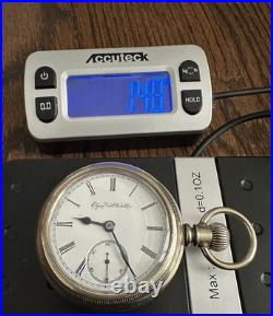 1890 Elgin Pocket Hunter Watch 15j Gr 96 Model 4 Silverode Case 18s